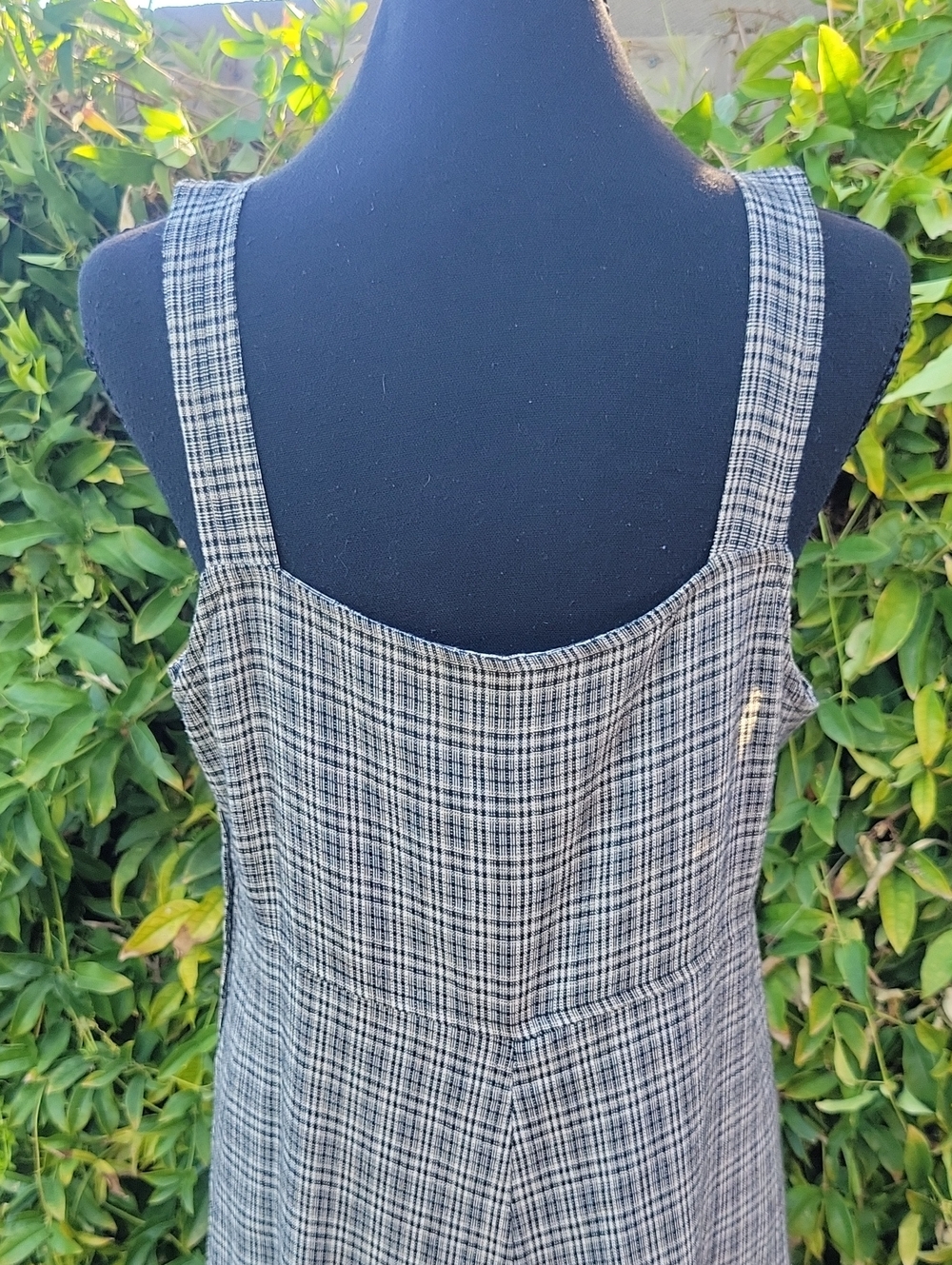 Vintage 90s Plaid Overall Maxi Dress With Side Button Detail - Picture 5 of 16